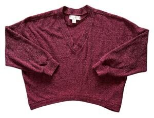 Band of Gypsies Oversized V-Neck Burgundy Red Sweater Small